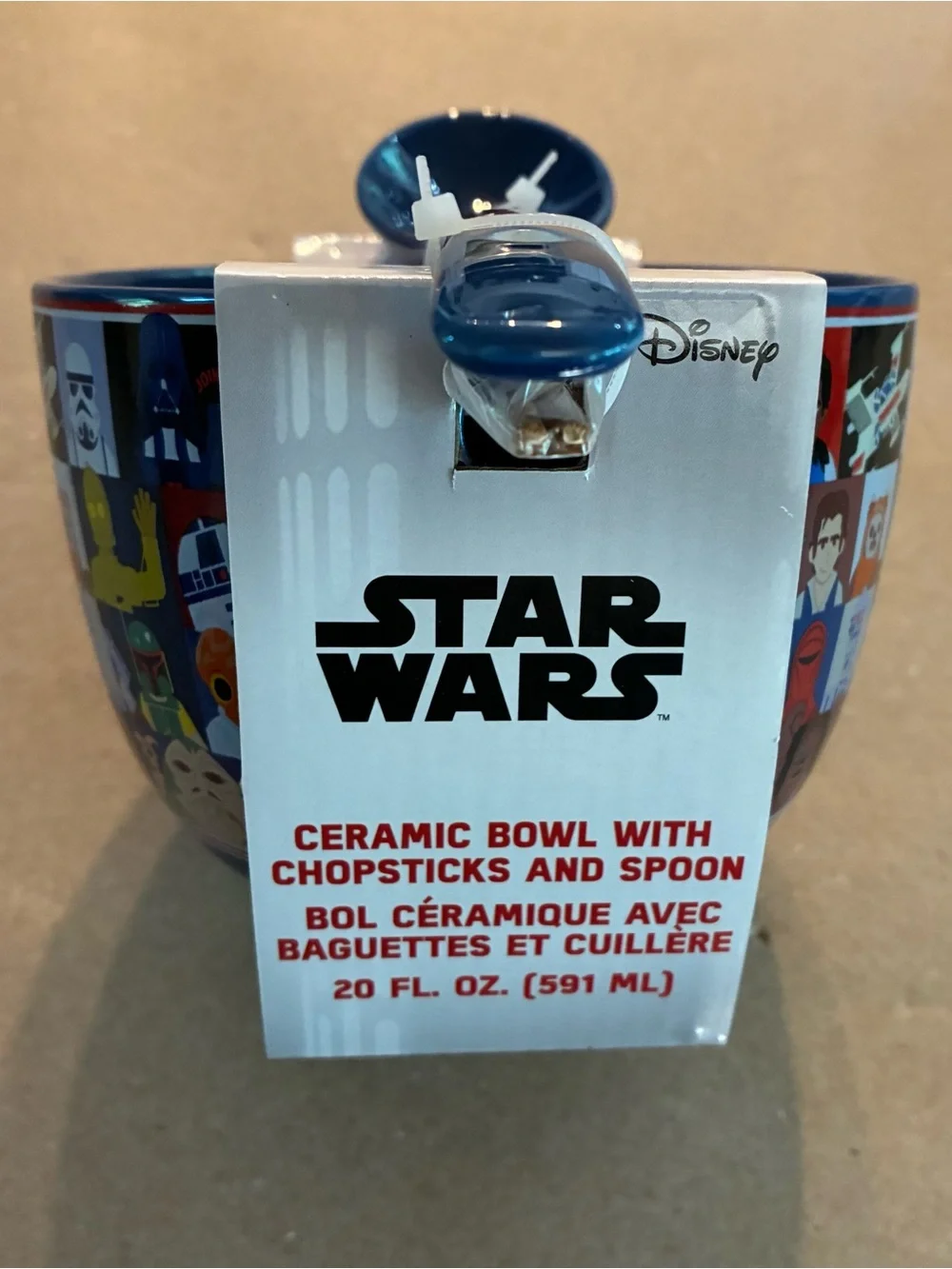 20oz Star Wars Disney Multicolor Character Ceramic Bowl Set with Utensils